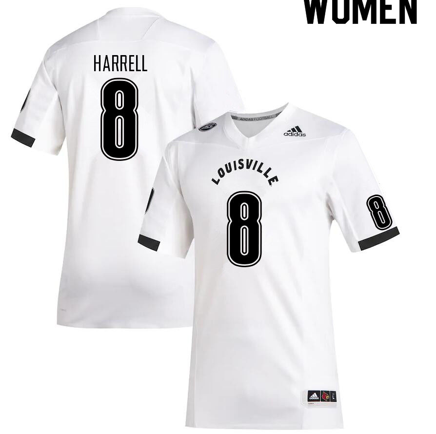 Women #8 Tyler Harrell Louisville Cardinals College Football Jerseys Sale-White - Click Image to Close
